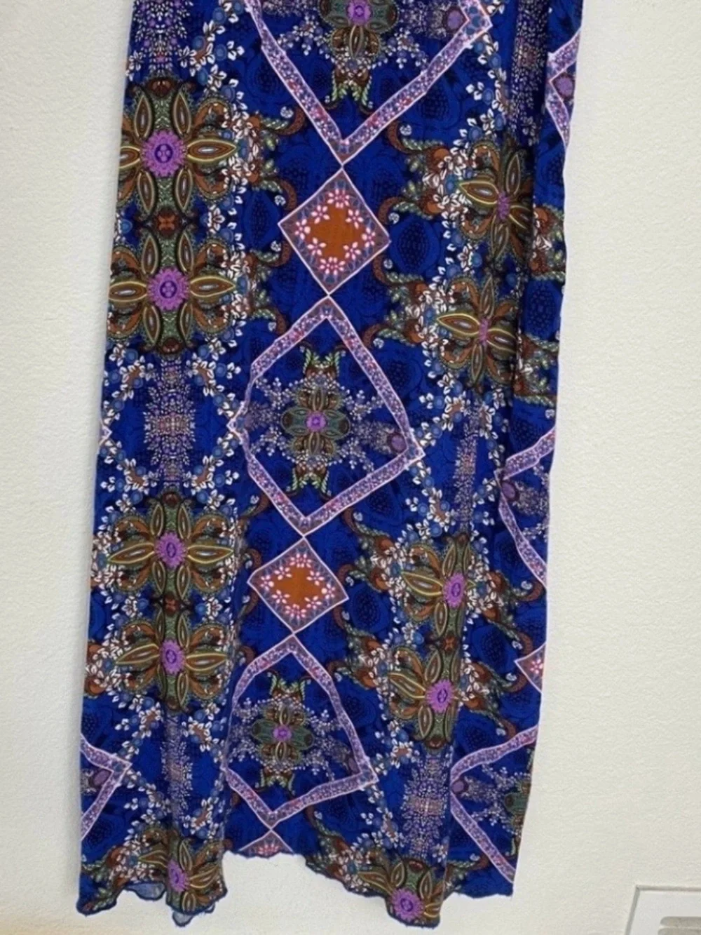 3/$25 Xhilaration Junior Blue Paisley Maxi Dress Size Small Boho Hippie Vacation - Picture 4 of 14